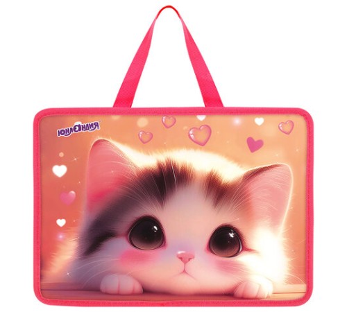 Папка на молнии с ручками ЮНЛАНДИЯ А4, 1 отделение, пластик, 80 мм, 