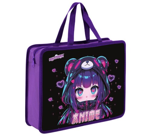 Папка на молнии с ручками ЮНЛАНДИЯ А4, 1 отделение, пластик, 80 мм, 