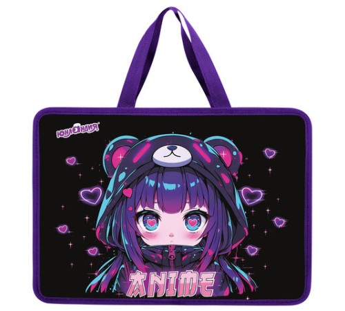 Папка на молнии с ручками ЮНЛАНДИЯ А4, 1 отделение, пластик, 80 мм, 