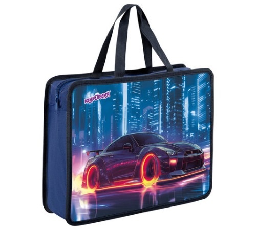 Папка на молнии с ручками ЮНЛАНДИЯ А4, 1 отделение, пластик, 80 мм, 