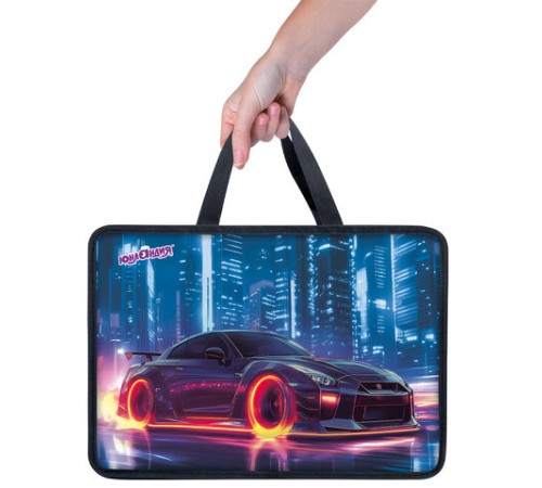 Папка на молнии с ручками ЮНЛАНДИЯ А4, 1 отделение, пластик, 80 мм, 