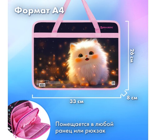 Папка на молнии с ручками BRAUBERG А4, 1 отделение, пластик, 80 мм, 