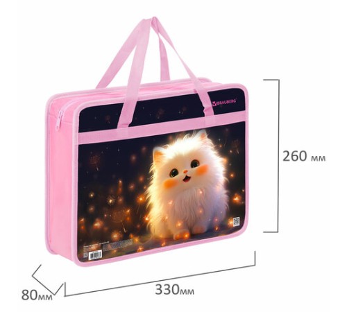 Папка на молнии с ручками BRAUBERG А4, 1 отделение, пластик, 80 мм, 