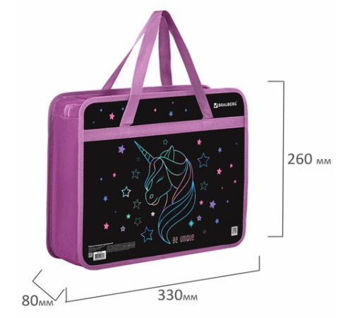 Папка на молнии с ручками BRAUBERG А4, 1 отделение, пластик, 80 мм, 