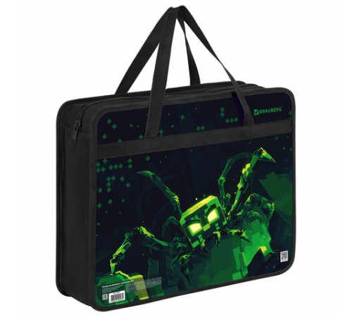 Папка на молнии с ручками BRAUBERG А4, 1 отделение, пластик, 80 мм, 