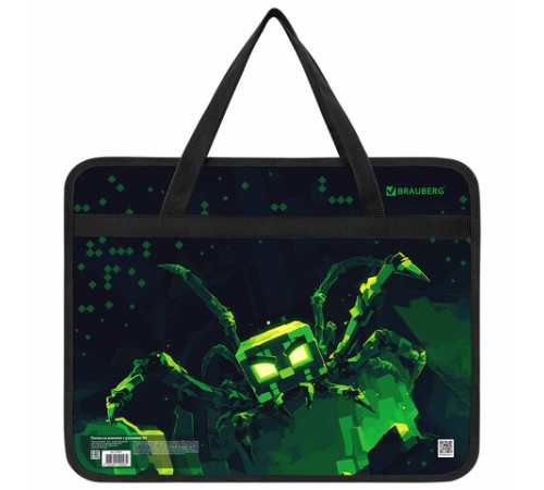 Папка на молнии с ручками BRAUBERG А4, 1 отделение, пластик, 80 мм, 