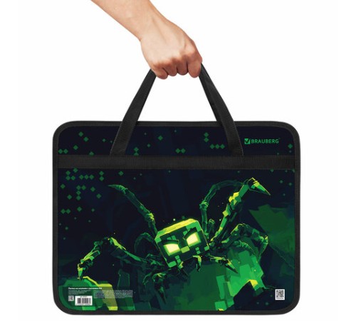 Папка на молнии с ручками BRAUBERG А4, 1 отделение, пластик, 80 мм, 