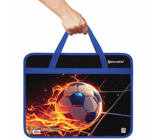 Папка на молнии с ручками BRAUBERG А4, 1 отделение, пластик, 80 мм, 