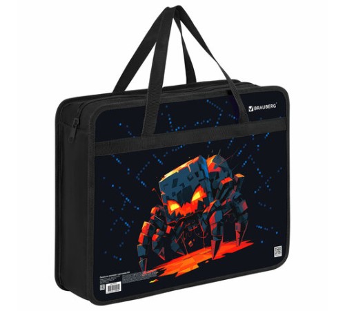 Папка на молнии с ручками BRAUBERG А4, 1 отделение, пластик, 80 мм, 