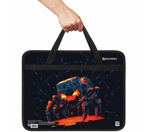 Папка на молнии с ручками BRAUBERG А4, 1 отделение, пластик, 80 мм, 