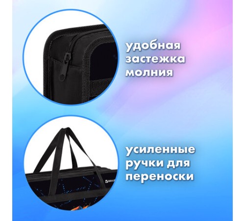 Папка на молнии с ручками BRAUBERG А4, 1 отделение, пластик, 80 мм, 