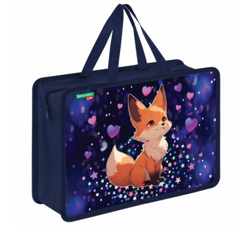 Папка на молнии с ручками BRAUBERG KIDS А4, 1 отделение, пластик, 100 мм, 