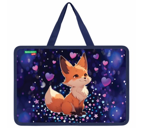 Папка на молнии с ручками BRAUBERG KIDS А4, 1 отделение, пластик, 100 мм, 