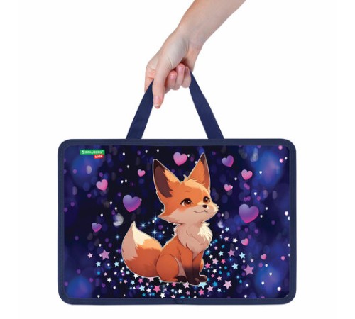 Папка на молнии с ручками BRAUBERG KIDS А4, 1 отделение, пластик, 100 мм, 