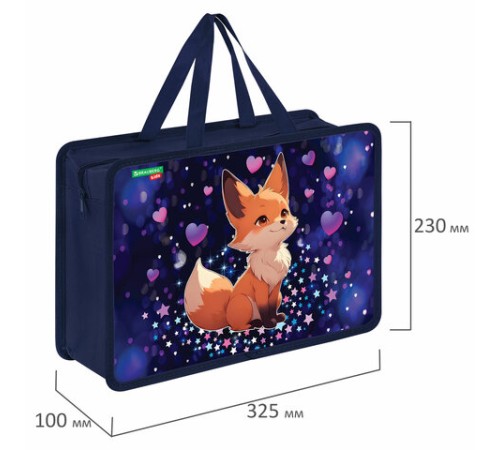 Папка на молнии с ручками BRAUBERG KIDS А4, 1 отделение, пластик, 100 мм, 