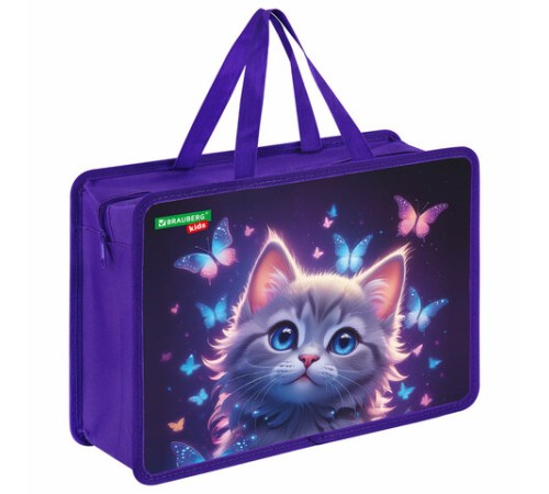 Папка на молнии с ручками BRAUBERG KIDS А4, 1 отделение, пластик, 100 мм, 