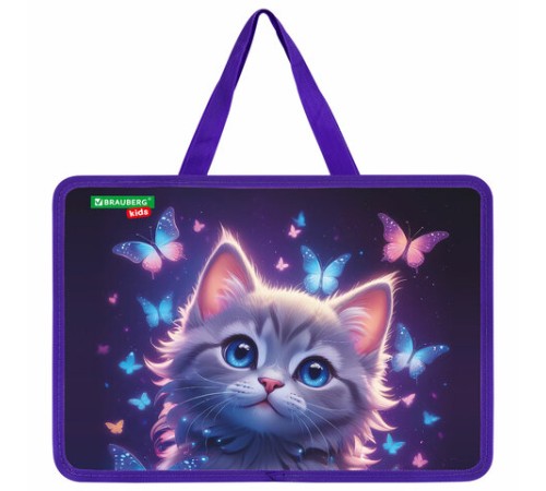 Папка на молнии с ручками BRAUBERG KIDS А4, 1 отделение, пластик, 100 мм, 