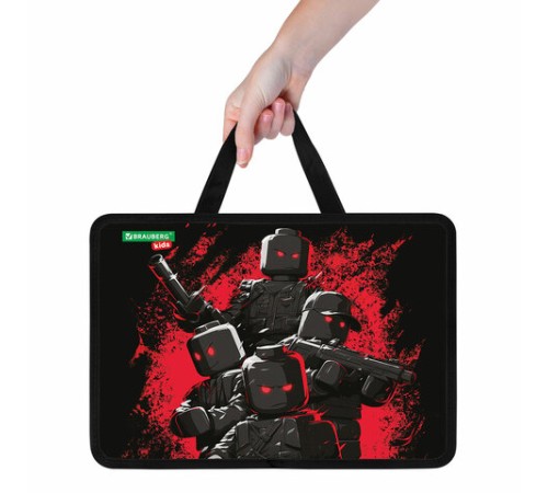 Папка на молнии с ручками BRAUBERG KIDS А4, 1 отделение, пластик, 100 мм, 