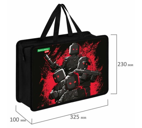 Папка на молнии с ручками BRAUBERG KIDS А4, 1 отделение, пластик, 100 мм, 