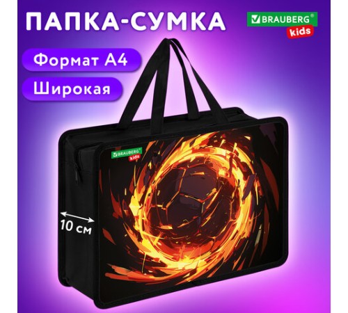 Папка на молнии с ручками BRAUBERG KIDS А4, 1 отделение, пластик, 100 мм, 