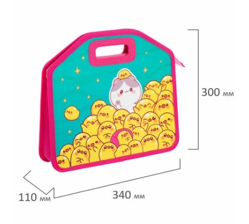 Папка-сумка ЮНЛАНДИЯ, 1 отделение, фетровые ручки, 34х30х11 см, 