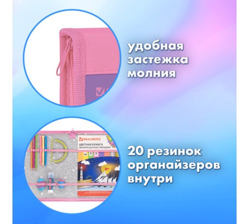 Папка на молнии BRAUBERG А4 с ручкой, с органайзером, 1 отделение, 