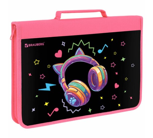 Папка на молнии BRAUBERG А4 с ручкой, с органайзером, 1 отделение, 