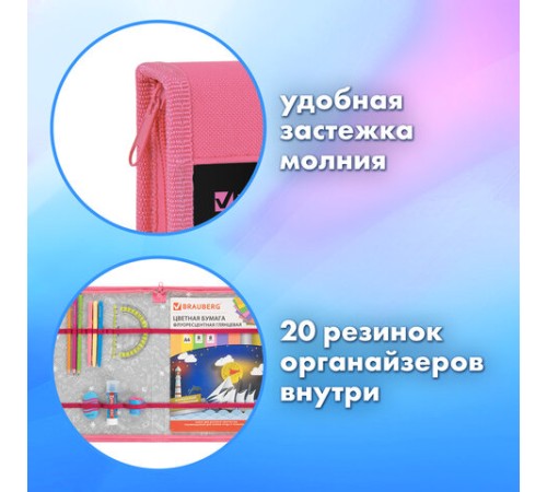 Папка на молнии BRAUBERG А4 с ручкой, с органайзером, 1 отделение, 