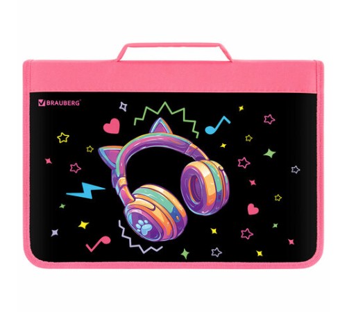 Папка на молнии BRAUBERG А4 с ручкой, с органайзером, 1 отделение, 