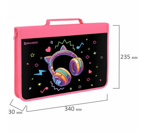 Папка на молнии BRAUBERG А4 с ручкой, с органайзером, 1 отделение, 