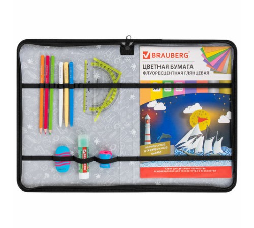 Папка на молнии BRAUBERG А4 с ручкой, с органайзером, 1 отделение, 