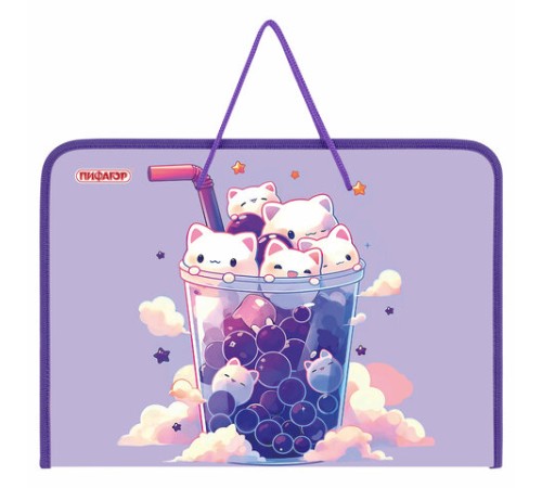 Папка для труда на молнии с ручками ПИФАГОР А4, 1 отделение, пластик, органайзер, 