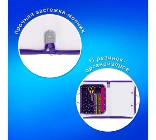 Папка для труда на молнии с ручками ПИФАГОР А4, 1 отделение, пластик, органайзер, 
