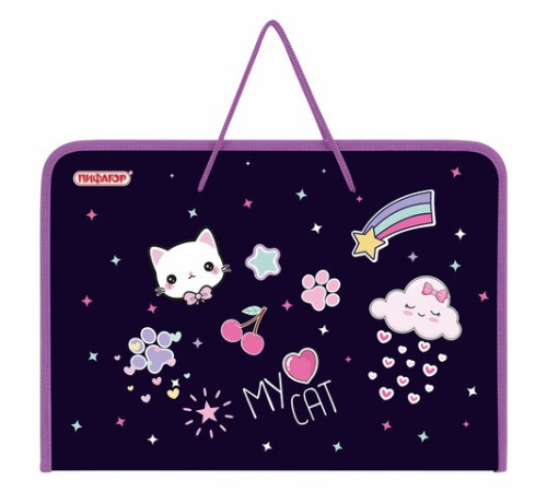 Папка для труда на молнии с ручками ПИФАГОР А4, 1 отделение, пластик, органайзер, 