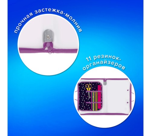 Папка для труда на молнии с ручками ПИФАГОР А4, 1 отделение, пластик, органайзер, 