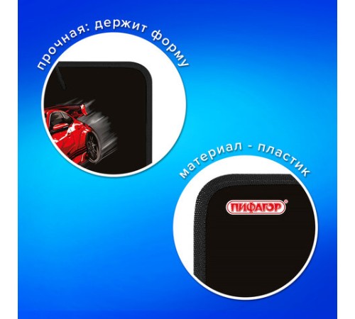 Папка для труда на молнии с ручками ПИФАГОР А4, 1 отделение, пластик, органайзер, 