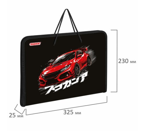 Папка для труда на молнии с ручками ПИФАГОР А4, 1 отделение, пластик, органайзер, 