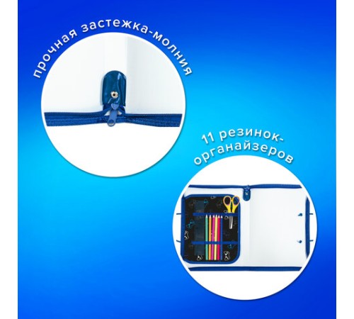 Папка для труда на молнии с ручками ПИФАГОР А4, 1 отделение, пластик, органайзер, 