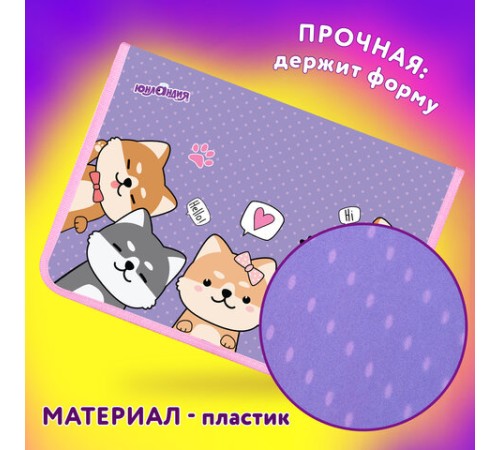 Папка для труда на молнии ЮНЛАНДИЯ А4, 1 отделение, откидная планка, органайзер, 