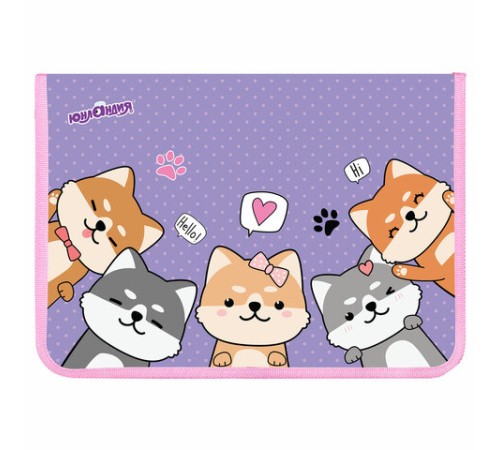 Папка для труда на молнии ЮНЛАНДИЯ А4, 1 отделение, откидная планка, органайзер, 