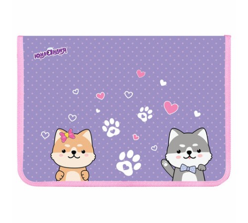 Папка для труда на молнии ЮНЛАНДИЯ А4, 1 отделение, откидная планка, органайзер, 