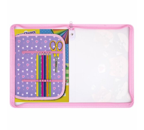 Папка для труда на молнии ЮНЛАНДИЯ А4, 1 отделение, откидная планка, органайзер, 