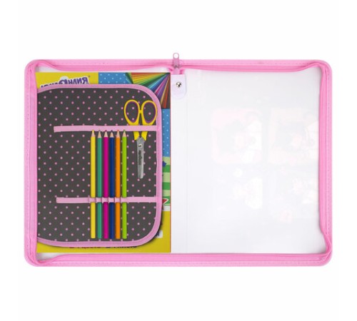 Папка для труда на молнии ЮНЛАНДИЯ А4, 1 отделение, откидная планка, органайзер, 