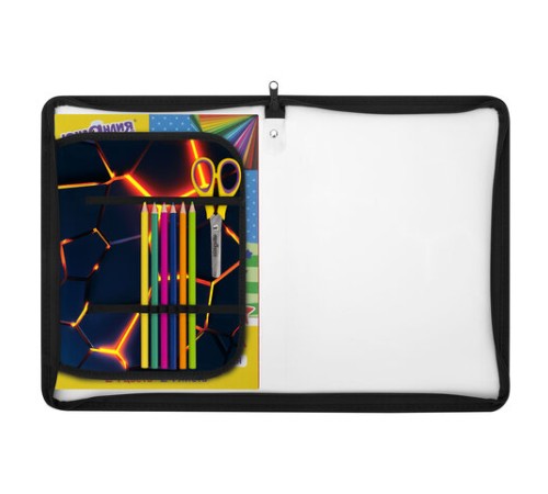 Папка для труда на молнии ЮНЛАНДИЯ А4, 1 отделение, откидная планка, органайзер, 