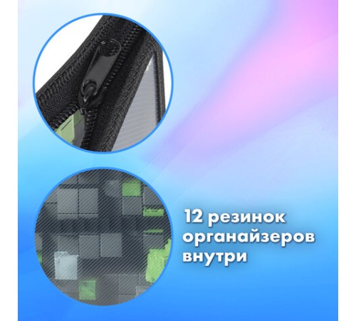 Папка для труда BRAUBERG А4, 2 отделения, пластик, молния сверху, органайзер, 