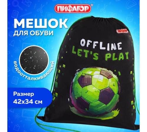 Мешок для обуви ПИФАГОР, 1 отделение, 42х34 см, 