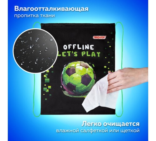 Мешок для обуви ПИФАГОР, 1 отделение, 42х34 см, 