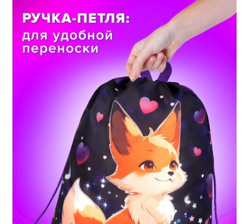 Мешок для обуви BRAUBERG KIDS, с петлей, 42х34 см, 