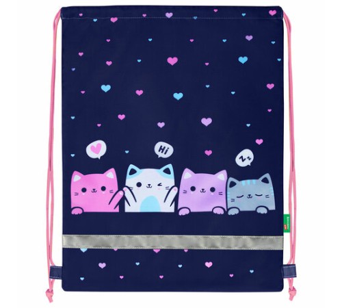 Мешок для обуви BRAUBERG KIDS, светоотражающая полоса, 46х36 см, 