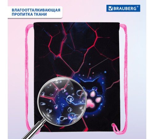 Мешок для обуви BRAUBERG PREMIUM, карман, подкладка, светоотражайка, 43х33 см, 